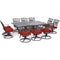 Hanover Outdoor Dining Set Hanover - Traditions 11-Piece Dining Set in Red with Ten Swivel Rockers and an Extra-Long Dining Table - TRADDN11PCSW10-RED