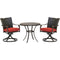 Hanover Outdoor Dining Set Hanover Traditions 3-Piece Dining Set in Red with 2 Wicker Back Swivel Rockers and 32 in. Round Cast-Top Table - TRADDNWB3PCSWC-RED