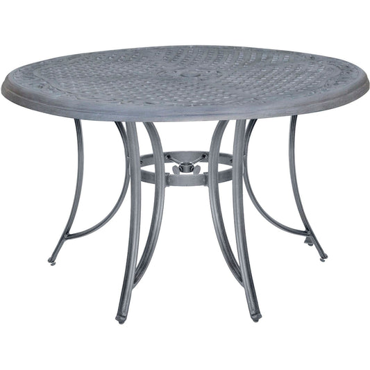 Hanover Outdoor Dining Set Hanover - Traditions 5-Piece Dining Set in Blue with 4 Chairs and a 48" Round Table in a Gray Finish | TRADDNG5PC-BLU