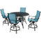 Hanover Outdoor Dining Set Hanover Traditions 5-Piece High-Dining Set in Blue with 4 Padded Swivel Counter-Height Chairs and 56-in. Cast-top Table