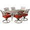 Hanover Outdoor Dining Set Hanover - Traditions 7-Piece Dining Set in Red with 72 x 38 in. Cast-top Table - TRADDN7PCSW6-RED