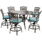 Hanover Outdoor Dining Set Hanover Traditions 7-Piece High-Dining Set in Blue with 56 In. Cast-top Table - TRADDN7PCBR-BLU