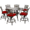 Hanover Outdoor Dining Set Hanover Traditions 7-Piece High-Dining Set in Red with 6 Swivel Chairs and a 56 In. Cast-Top Table - TRADDN7PCBR-RED