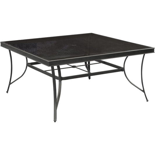 Hanover Outdoor Dining Set Hanover - Traditions 9-Piece Aluminum Frame Dining Set in Red with 60 In. Square Glass-Top Dining Table | TRADDN9PCSQG-RED