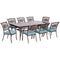 Hanover Outdoor Dining Set Hanover - Traditions 9-Piece Dining Set in Blue with Extra-Long 84 x 41 In. Glass-Top Dining Table - TRADDN9PCG-BLU