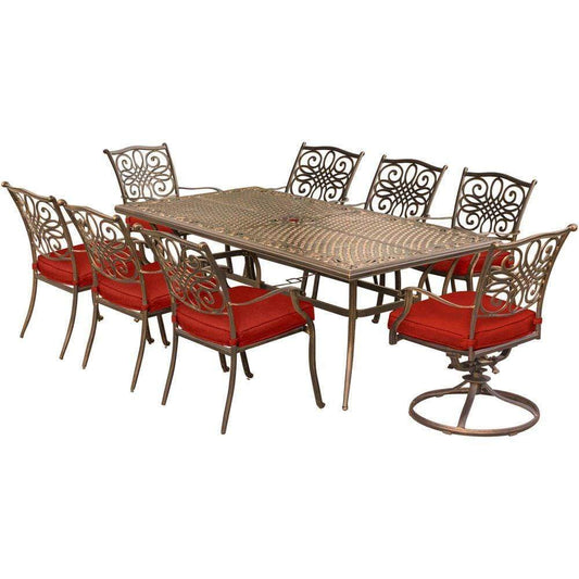 Hanover Outdoor Dining Set Hanover - Traditions 9-Piece Dining Set in Red - TRAD9PCSW2-RED