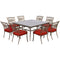 Hanover Outdoor Dining Set Hanover - Traditions 9-Piece Dining Set in Red with 60 In. Square Glass-Top Dining Table - TRADDN9PCSQG-RED