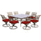 Hanover Outdoor Dining Set Hanover - Traditions 9-Piece Dining Set in Red with a 60 In. Square Glass-Top Dining Table - TRADDN9PCSWSQG-RED