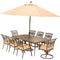 Hanover Outdoor Dining Set Hanover Traditions 9-Piece Dining Set in Tan with Extra-Long Cast-Top Dining Table, 11 Ft. Table Umbrella, and Umbrella Stand - TRADDN9PCSW2-SU