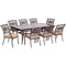 Hanover Outdoor Dining Set Hanover - Traditions 9-Piece Dining Set in Tan with Extra-Long Glass-Top Dining Table