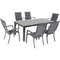 Hanover Outdoor Dining Set Hanover - Tucson7pc: 6 Aluminum High Back Padded Chairs, Faux Wood Dining Table - TUCSDN7PCHB-GRY