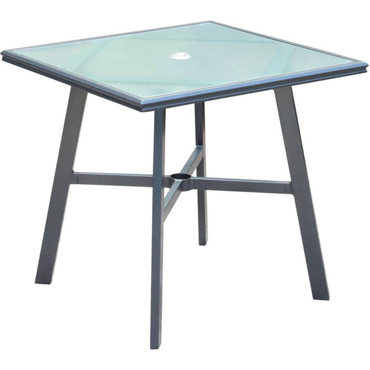 Hanover Outdoor Dining Table Hanover - Commercial Aluminum 30" Square Glass Top Table