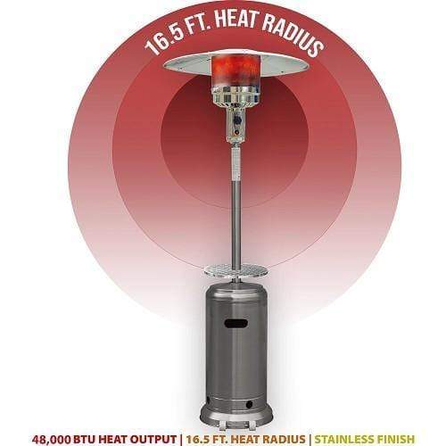 Hanover Parasol Patio Heaters Hanover 7-Ft. 48,000 BTU Steel Umbrella Propane Patio Heater in Stainless Steel, HAN003SS