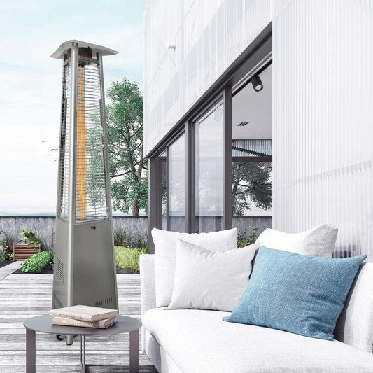 Hanover Patio Heater Hanover 7.5-Ft. 42,000 BTU Triangle Propane Patio Heater in Stainless Steel, HAN104SS