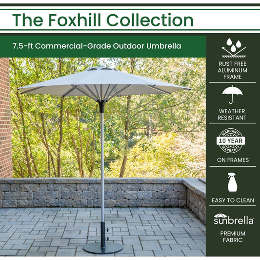 Hanover Patio Umbrella Hanover - Commercial Aluminum 7.5' Umbrella Sunbrella Cast Ash - HANCMDNUMB-ASH