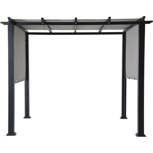 Hanover Pergola Hanover - 8 ft. x 10 ft. Metal Pergola with an Adjustable Gray Canopy