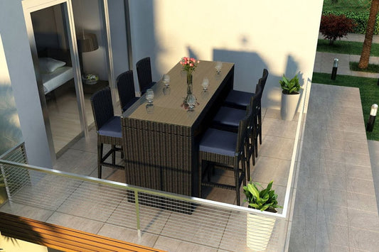 Harmonia Living Barstool and Table Sets Spectrum Indigo Harmonia Living - Urbana 7 Piece Bar Set | 1 Rectangular Bar Table | 6 Bar Chairs | 6 Chair Cushions | HL-URBN-CB-7BS