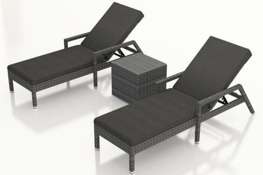 Harmonia Living Chaise Lounge Canvas Charcoal Harmonia Living - District 3 Piece Reclining Chaise Lounge Set