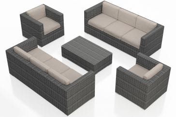 Harmonia Living Conversation Set Canvas Flax Harmonia Living - District 5 Piece Double Sofa Set