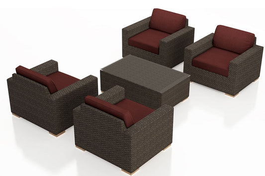 Harmonia Living Conversation Set Canvas Henna Harmonia Living - Arden 5 Piece 4-Seat Club Chair Set | HL-ARD-CH-5CC4