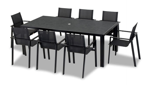Harmonia Living Outdoor Dining Set Black/Black Harmonia Living - Lift 9 Piece Dining Set - Black/Black