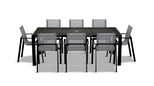 Harmonia Living Outdoor Dining Set Black/Driftwood Harmonia Living - Lift 9 Piece Dining Set - Black/Black