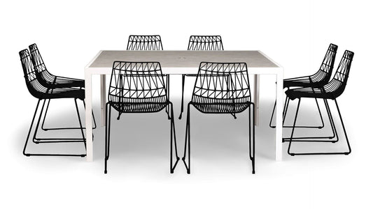 Harmonia Living Outdoor Dining Set Matte Black Harmonia Living - Ace 9 Piece Square Dining Set - Table and Eight Dining Set | HL-ACE-9SDS-STAWT