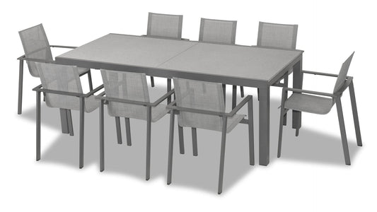 Harmonia Living Outdoor Dining Set Slate/Concrete Harmonia Living - Lift 9 Piece Extendable Dining Set - Black/Black/Concrete