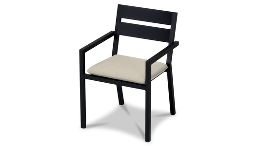 Harmonia Living Outdoor Furniture Harmonia Living - Pacifica Dining Arm Chair - Black | HL-PAC-BK-DAC