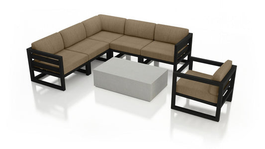 Harmonia Living Outdoor Sectional Heather Beige Harmonia Living - Avion Mason 7 Piece Sectional Set | HL-AVMAS-BK-7SEC