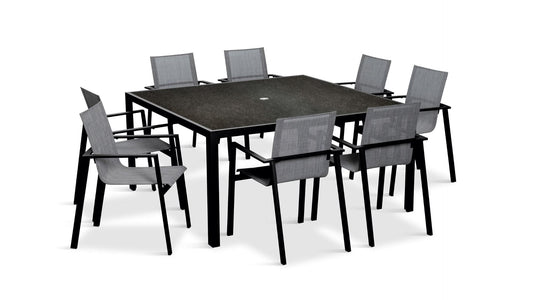 Harmonia Living Outdoor Sets Black/Driftwood Harmonia Living - Lift 9 Piece Square Dining Set - Black/Black