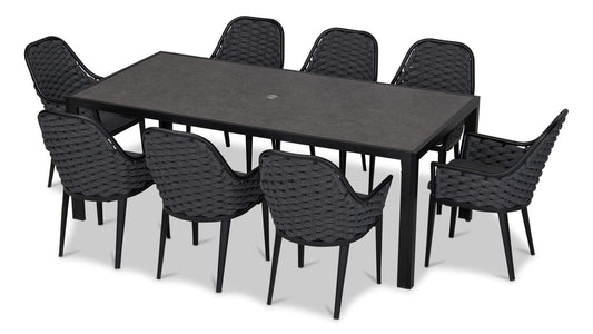 Harmonia Living Outdoor Sets Black Harmonia Living - Parlor 9 Piece Dining Set - Black