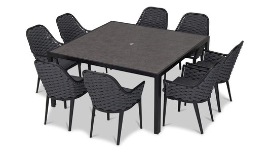 Harmonia Living Outdoor Sets Carbon Harmonia Living - Parlor 9 Piece Square Dining Set - Carbon