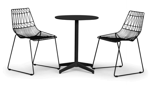 Harmonia Living Outdoor Sets Harmonia Living - Ace 3 Piece Dining Set - Matte Black/Matte Black