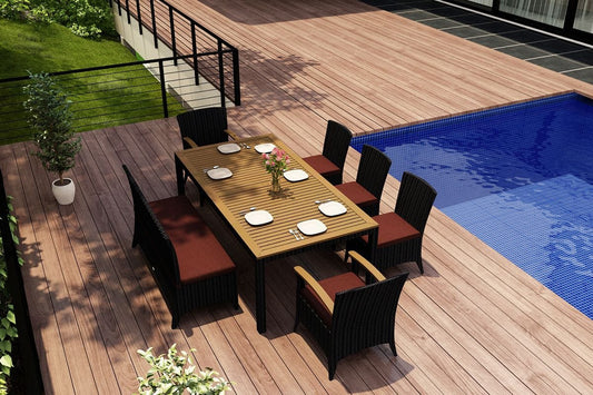 Harmonia Living Outdoor Sets Harmonia Living - Arbor 7 Piece Bench Dining Set