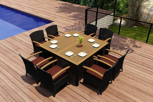 Harmonia Living Outdoor Sets Harmonia Living - Arbor 9 Piece Arm Square Dining Set