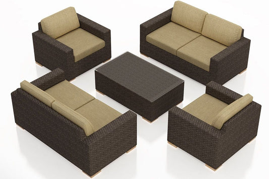Harmonia Living Outdoor Sets Harmonia Living - Arden 5 Piece Double Loveseat Set
