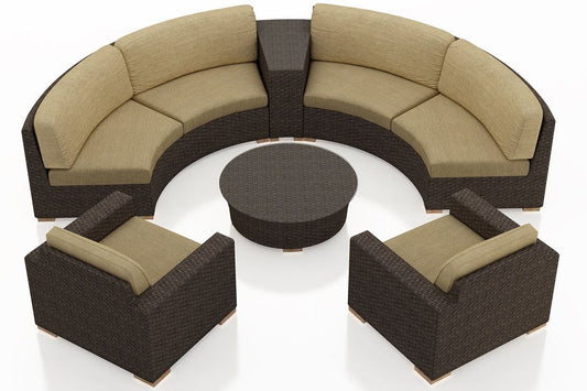 Harmonia Living Outdoor Sets Harmonia Living - Arden 6 Piece Curved Sectional Set