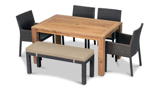 Harmonia Living Outdoor Sets Harmonia Living - Arden Teak 6 Piece Bench Dining Set