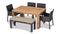 Harmonia Living Outdoor Sets Harmonia Living - Arden Teak 6 Piece Bench Dining Set