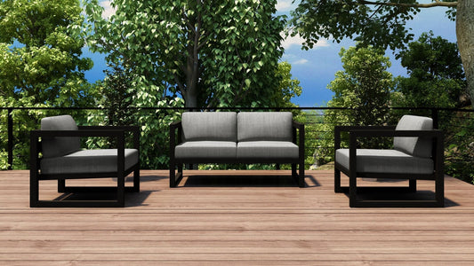 Harmonia Living Outdoor Sets Harmonia Living - Avion 3 Piece Loveseat Set - Black