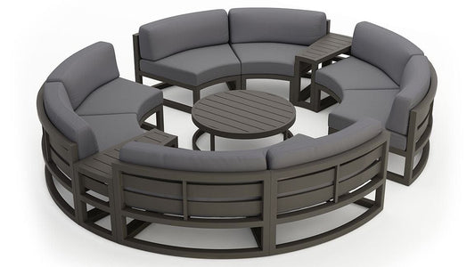Harmonia Living Outdoor Sets Harmonia Living - Avion 7 Piece Curve Sectional Set - Slate