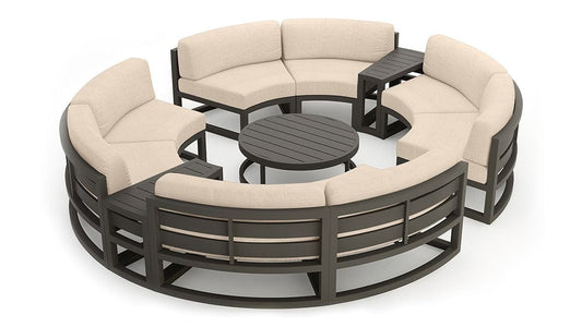 Harmonia Living Outdoor Sets Harmonia Living - Avion 7 Piece Curve Sectional Set - Slate
