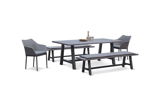 Harmonia Living Outdoor Sets Harmonia Living - Commons 5 Piece Bench Dining Set