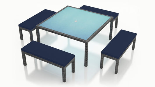 Harmonia Living Outdoor Sets Harmonia Living - District 5 Piece 8-Seat Bench Square Dining Set