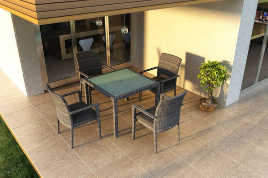 Harmonia Living Outdoor Sets Harmonia Living - District 5 Piece Arm Square Dining Set