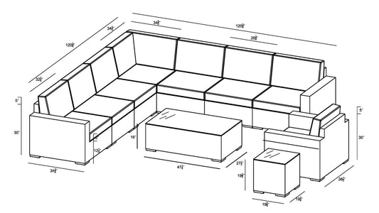Harmonia Living Outdoor Sets Harmonia Living - Dune 10 Piece Club Chair Sectional Set