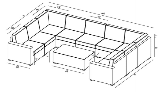 Harmonia Living Outdoor Sets Harmonia Living - Dune 10 Piece Surround Sectional Set