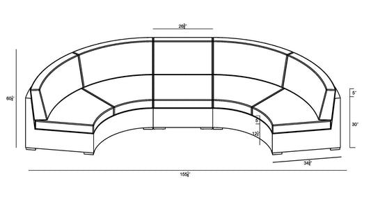 Harmonia Living Outdoor Sets Harmonia Living - Dune 3 Piece Extended Curved Sectional Set