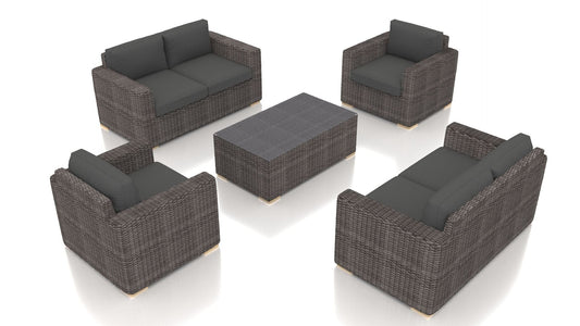 Harmonia Living Outdoor Sets Harmonia Living - Dune 5 Piece Double Loveseat Set